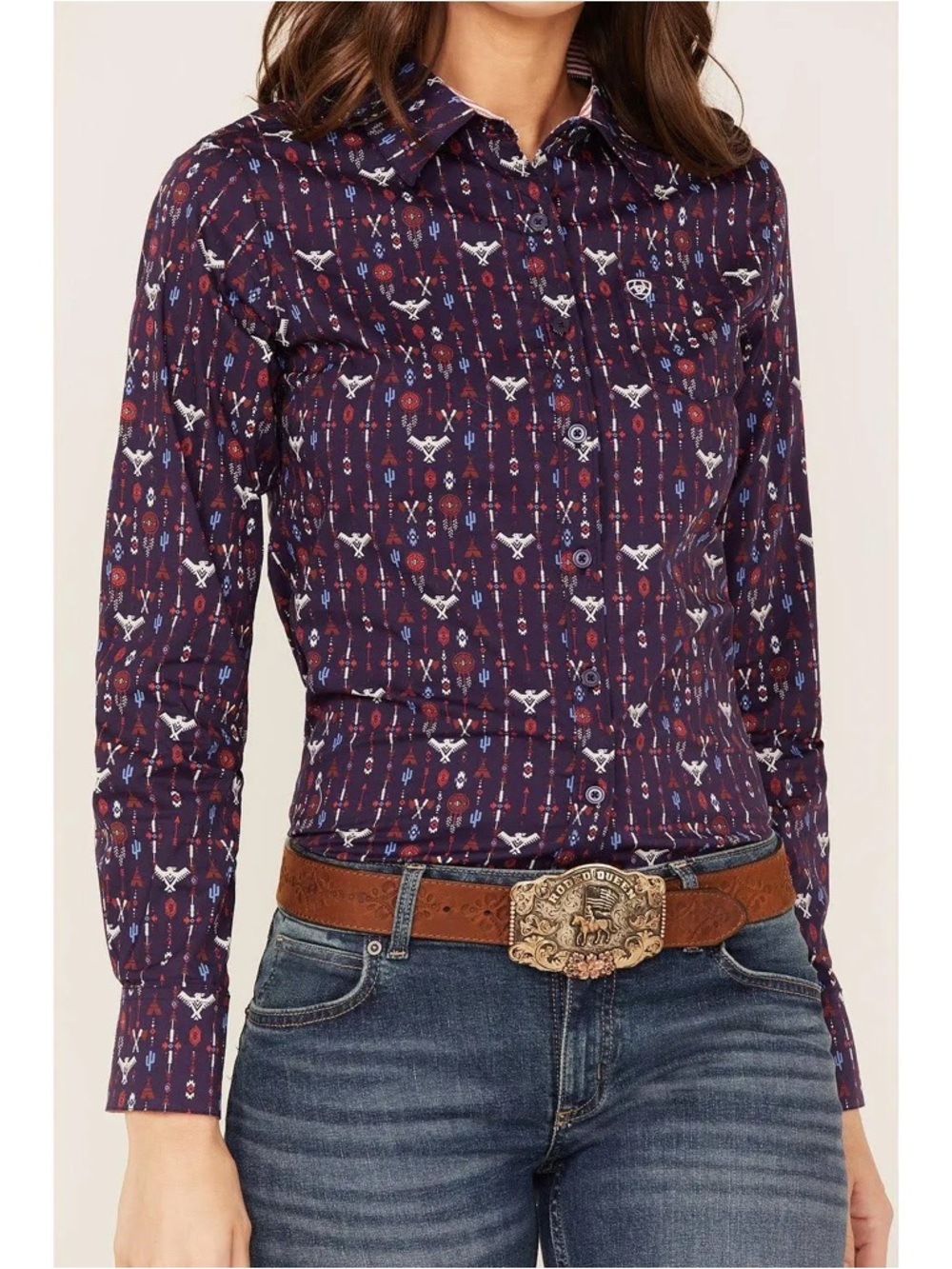 Ariat Kirby Long Sleeve Button Up Southwest Thunderbird Print Western Shirt